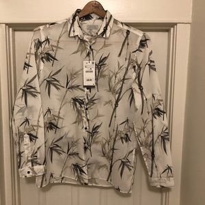 Zara Leaf Print Long Sleeve Shirt